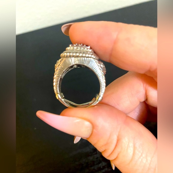 Judith Ripka Pink Sapphire& sterling silver Square Shape Ring- size 6.5 - Picture 4 of 6